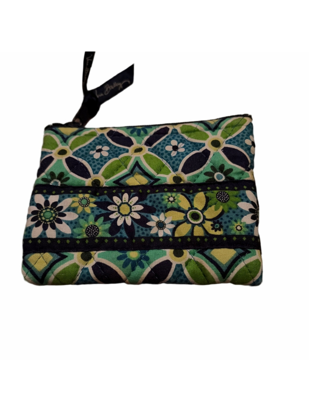 Women's Vera Bradley Cosmetic Bag One Size Blue Green Floral Quilted